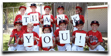 kids baseball team after successful fundraiser